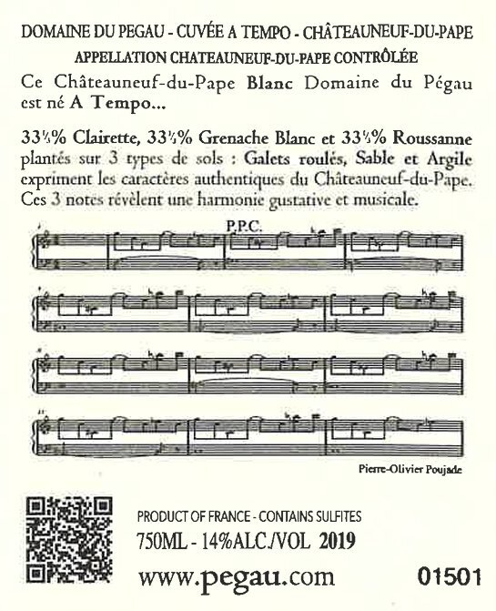 2019 millesime contre etiquette a tempo blanc